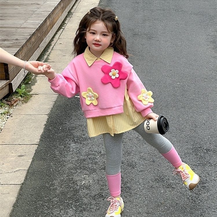 Floral Fun Layered Sweatshirt Set - Image 3