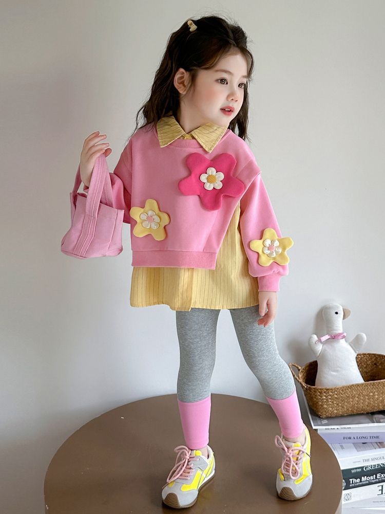 Floral Fun Layered Sweatshirt Set - Image 4