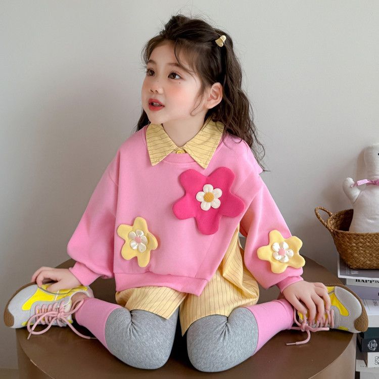 Floral Fun Layered Sweatshirt Set