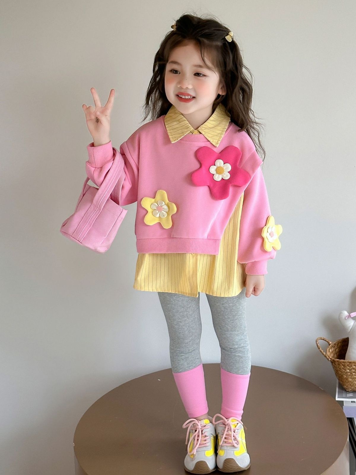 Floral Fun Layered Sweatshirt Set - Image 5