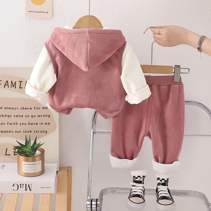 Blush Bear Velvet Hoodie Set - Image 2