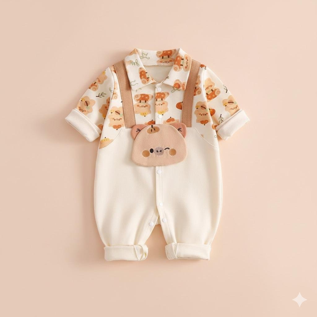 Little Bear Suspenders Romper - Image 4