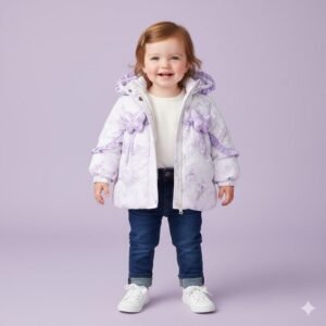 Lilac Butterfly Winter Puffer Jacket