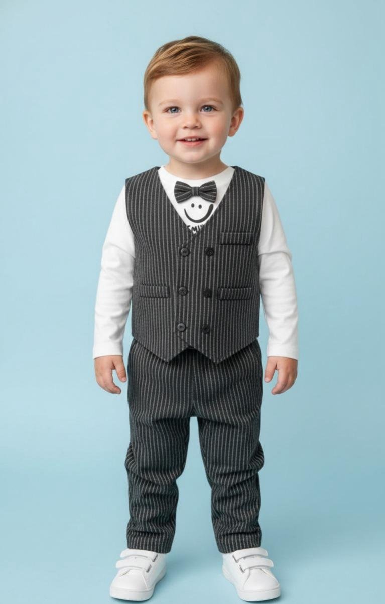 Little Gentleman Pinstripe Set - Image 2