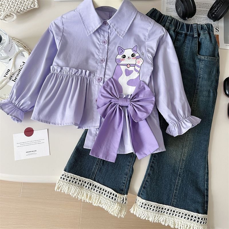 Lavender Kitty Bow Shirt - Image 2