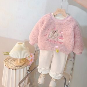Toddler Girls Cozy Teddy Fleece Outfit Set