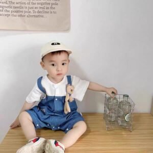 Little Teddy Denim Romper