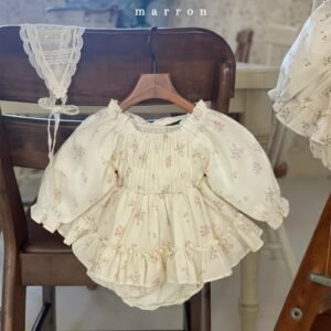 Marron Vintage Blossom Romper Set