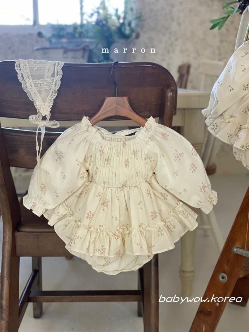 Marron Vintage Blossom Romper Set