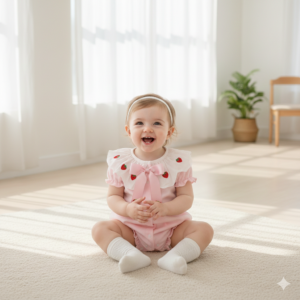Strawberry Ribbon Baby Romper